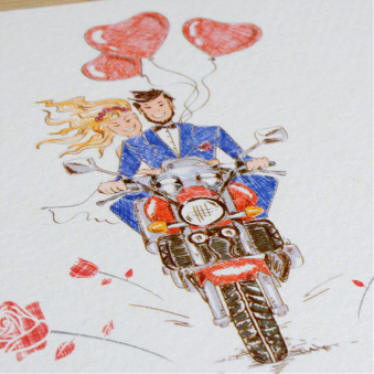 svatební oznámení s motorkou