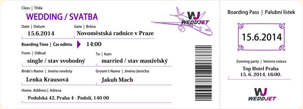 letecké oznámení svatební